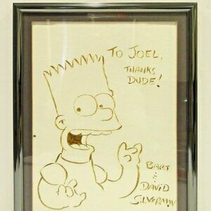 Matt Groening Ink Drawing Bart Simpson Signed David Silverman